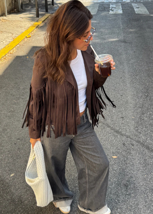 Hamala fringe jacket chocolate