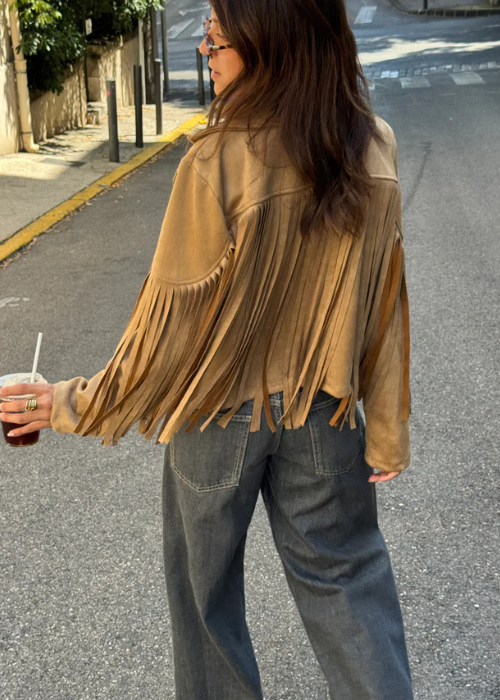 Hamala fringe jacket brown