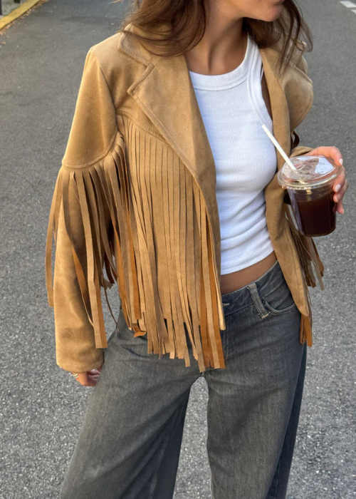Hamala fringe jacket brown
