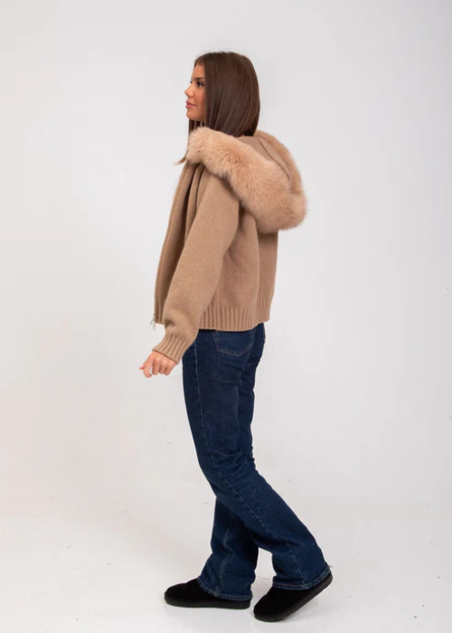 Azara Fur-Trim Jacket brown