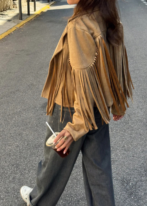 Hamala fringe jacket brown