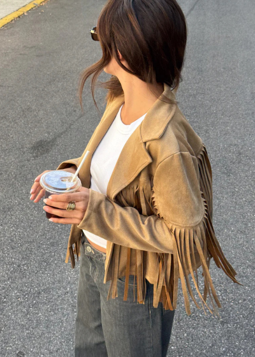 Hamala fringe jacket brown