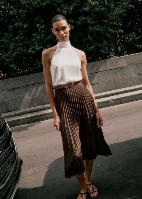 Harlow Pleated Set brown