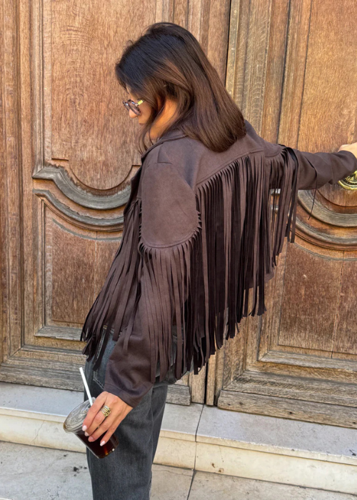 Hamala fringe jacket chocolate