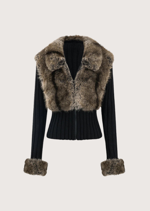 Nadia Fur-Trim Jacket black