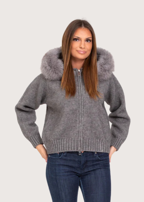Azana Fur-Trim Jacket grey