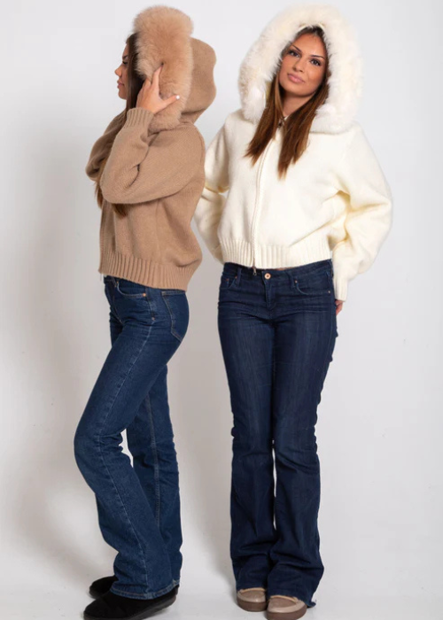 Azara Fur-Trim Jacket cream