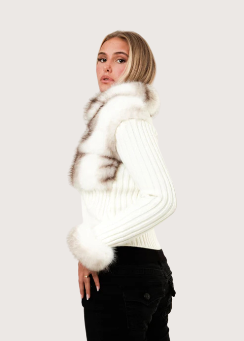 Nadia Fur-Trim Jacket white